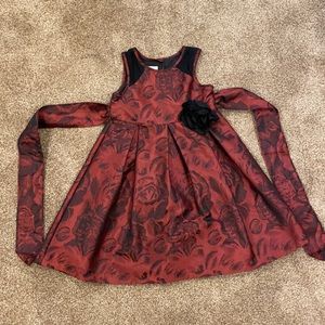 Pippa & Julie burgundy and black floral brocade holiday dress size 6X